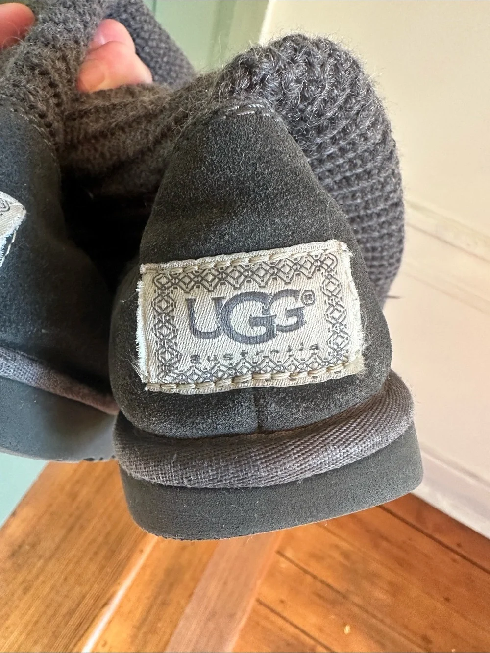 UGG Women's Grey Knit Button Tall Boots with Tassels size 7